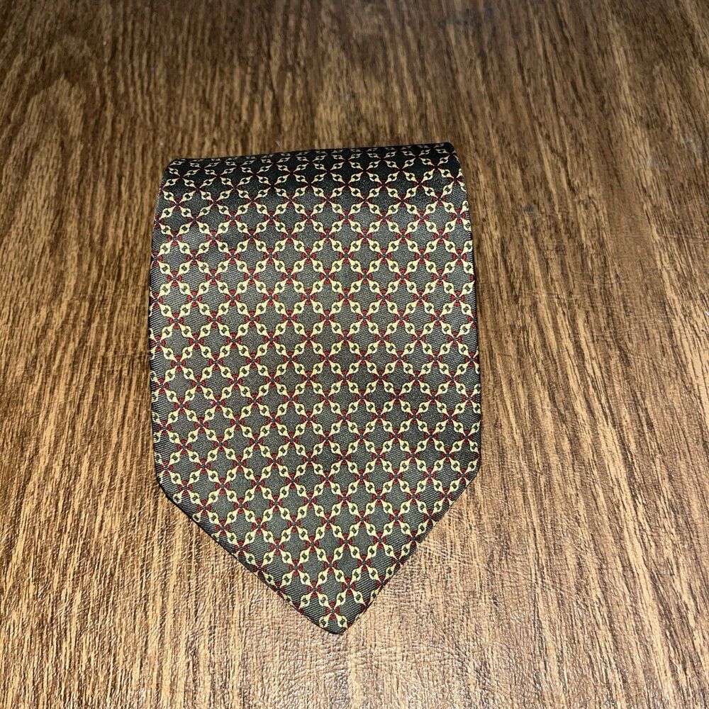 Brooks‎ Bothers Maker Necktie Men’s Geometric Silk Made In The USA Olive Green